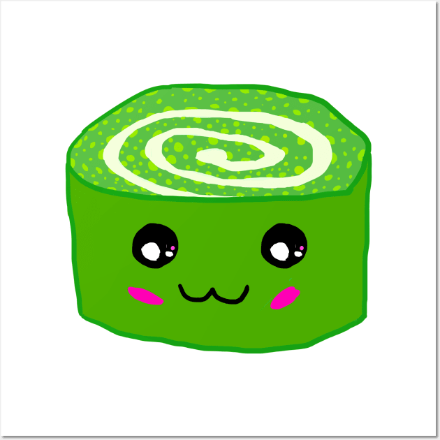 Cute matcha cake roll design Wall Art by leiriin